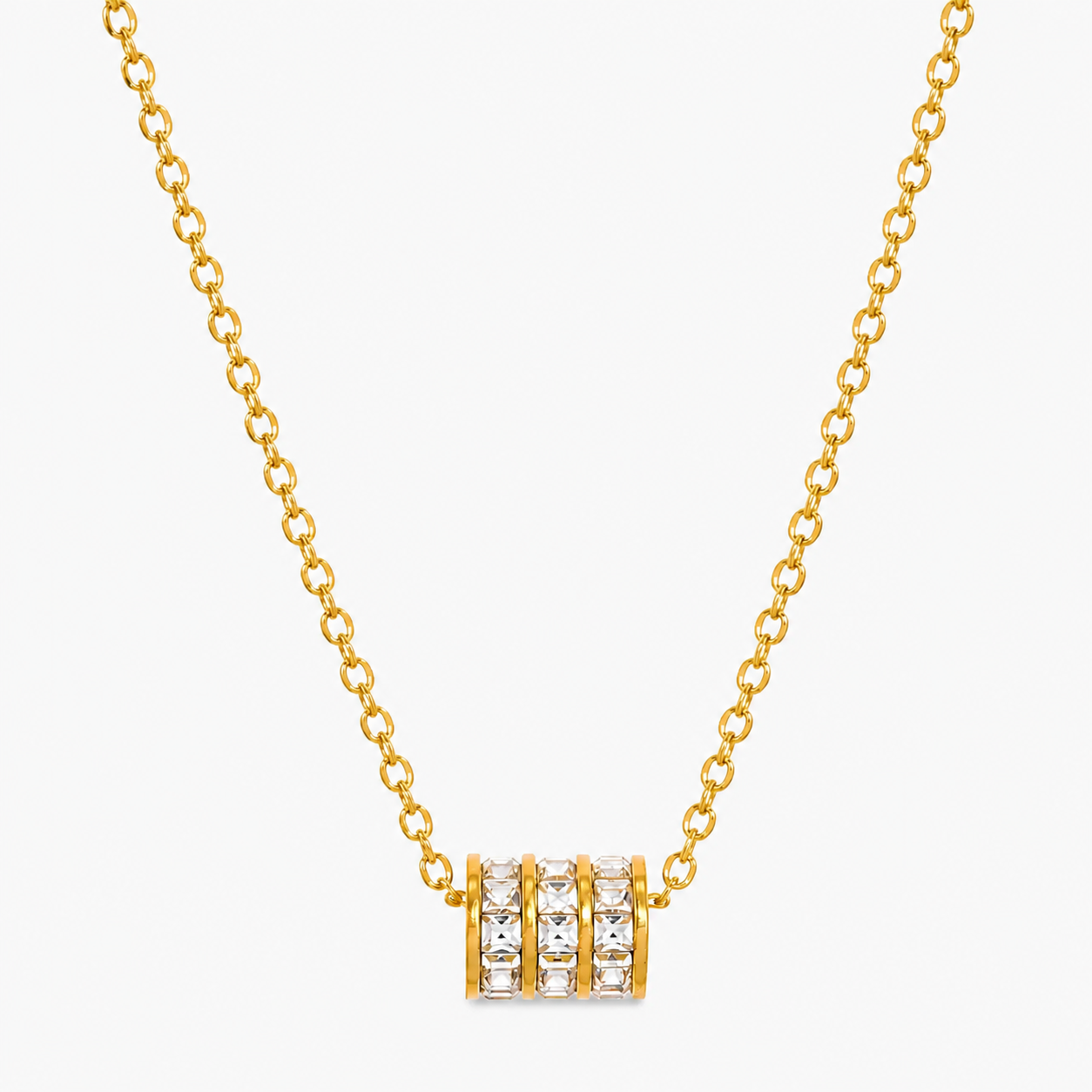 Colar Cilindro Banhado a Ouro 18K