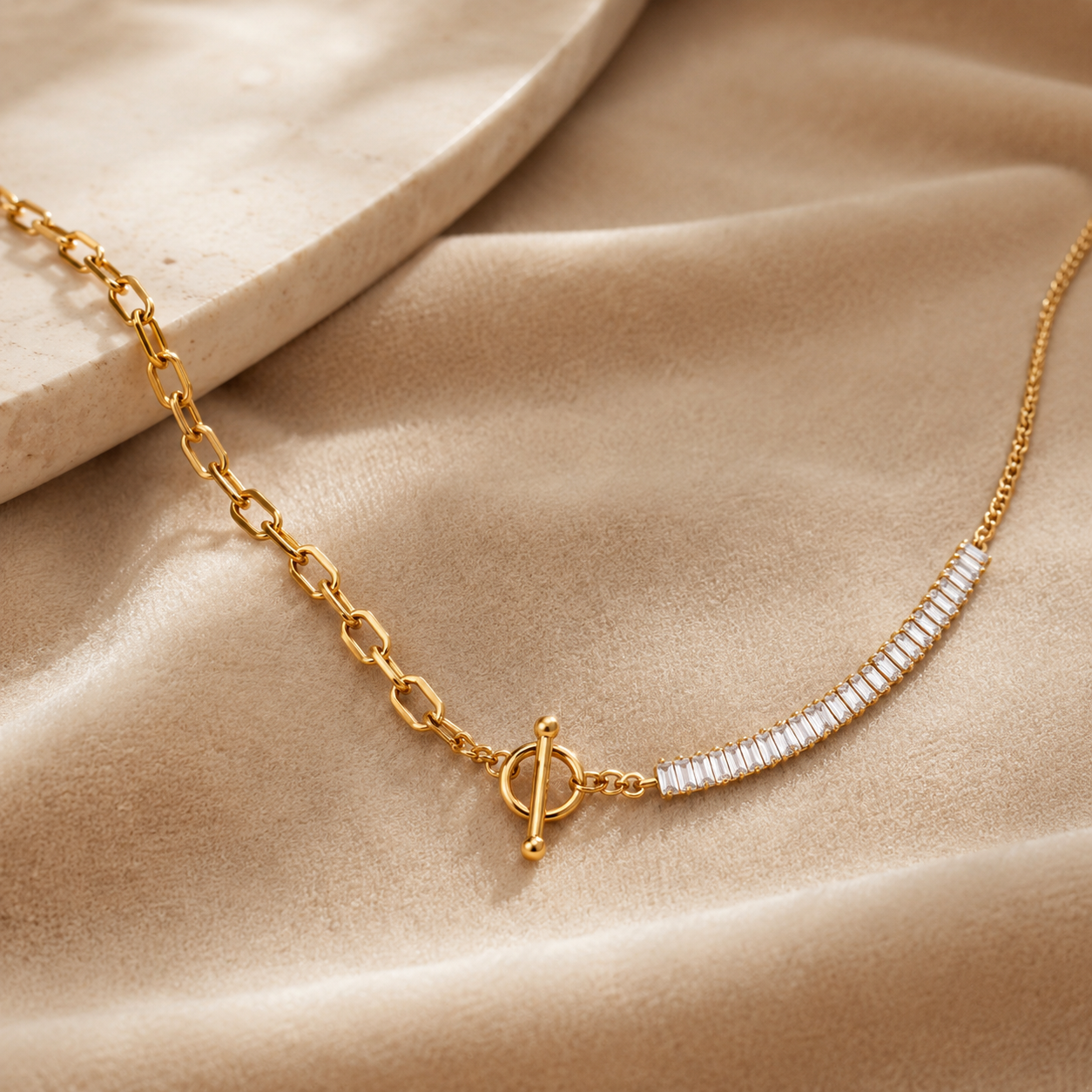 Colar Dual Shine Banhado a Ouro 18K