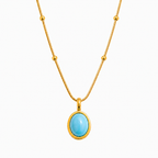 Colar Pedra Azul Banhado a Ouro 18K