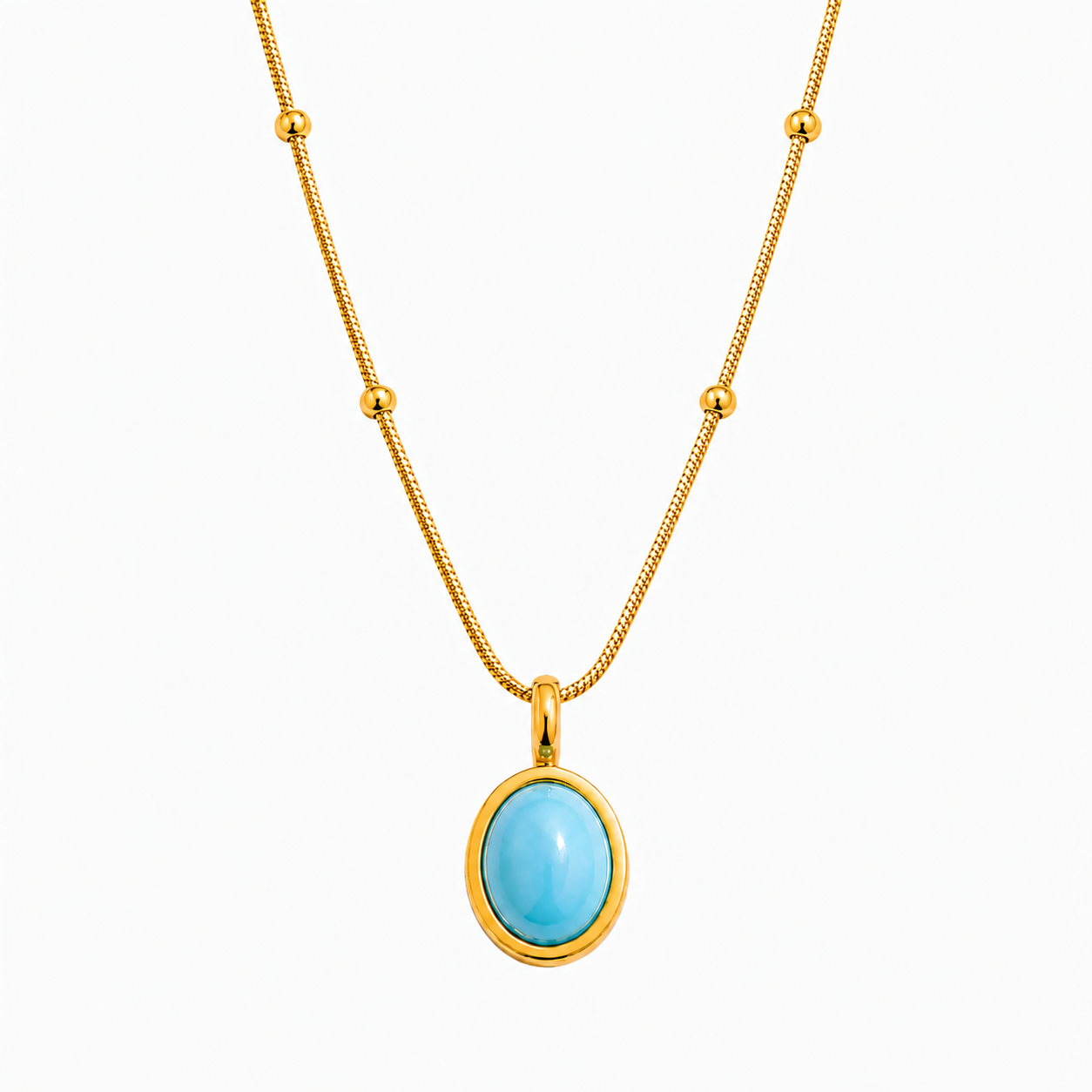 Colar Pedra Azul Banhado a Ouro 18K