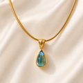 Colar Cristal Verde Banhado a Ouro 18K