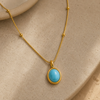 Colar Pedra Azul Banhado a Ouro 18K