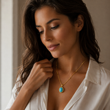 Colar Pedra Azul Banhado a Ouro 18K