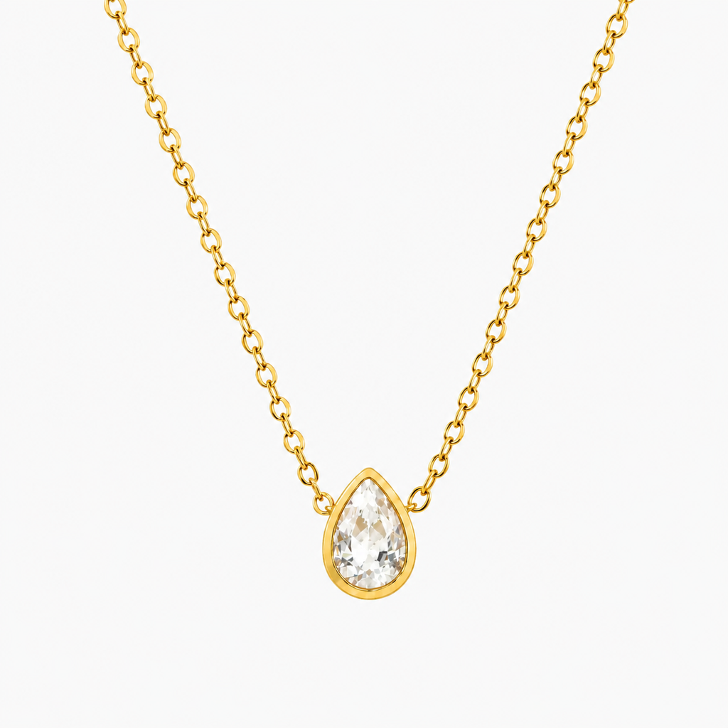 Colar Gota de Água Banhado a Ouro 18K