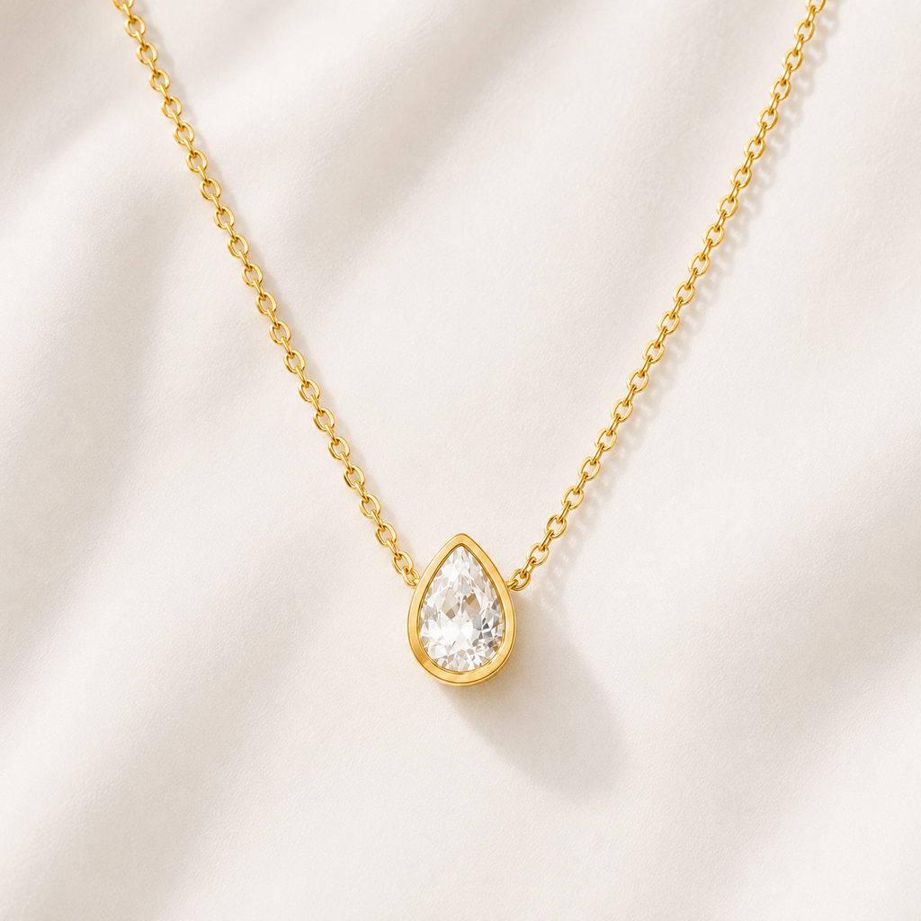 Colar Gota de Água Banhado a Ouro 18K