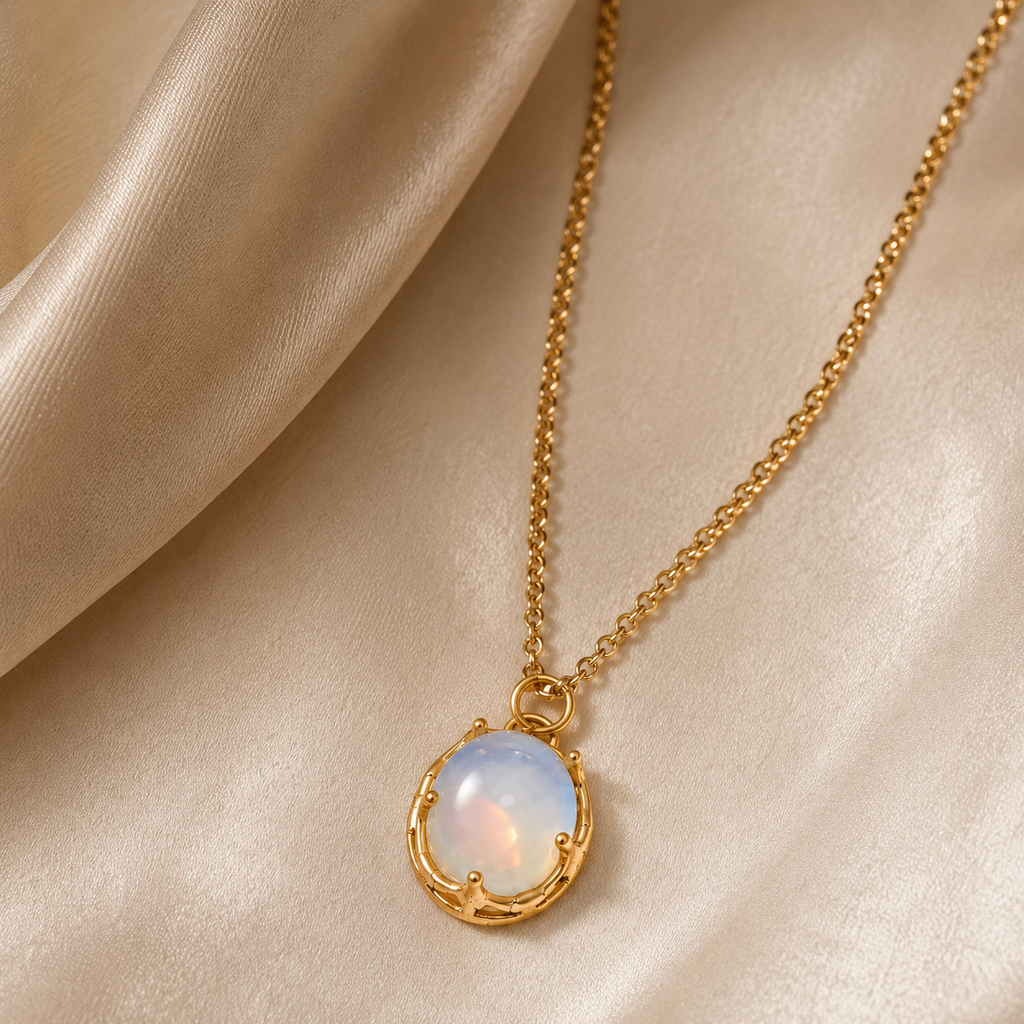 Colar Opala Banhado a Ouro 18K