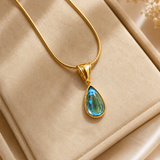 Colar Cristal Verde Banhado a Ouro 18K