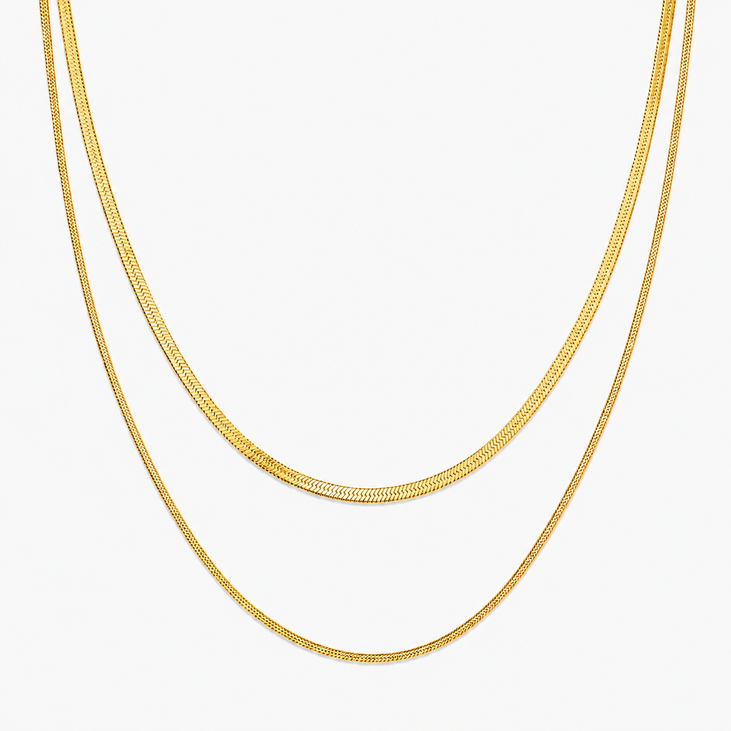 Colar Dupla Camada Banhado a Ouro 18K