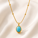 Colar Pedra Azul Banhado a Ouro 18K