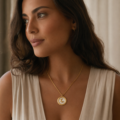 Colar com Pingente de Lua Banhado a Ouro 18K