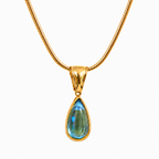 Colar Cristal Verde Banhado a Ouro 18K